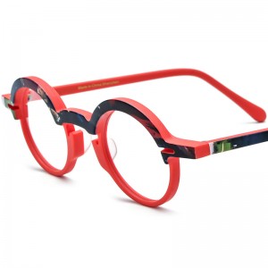 RUISEN’S New Multi‑Color Spliced Round Plate Eyeglass Frames 19398