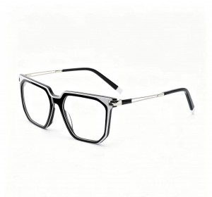 RUISEN’S Unisex Color-block Square Acetate Glasses With Slim Metal Temples 8030