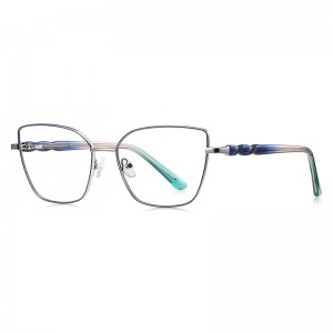 RUISEN’S Polished Textured‑Arm Slim Metal Eyeglasses 3187