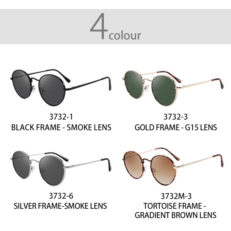 RUISEN'S Vintage Round Metal Polarized Sunglasses UV400 Retro Sun Glasses for Beach Travel Shopping Driving Outdoor 3732
