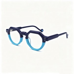 RUISEN’S Angled Retro Two-Tone Spliced Acetate Glasses VO62202