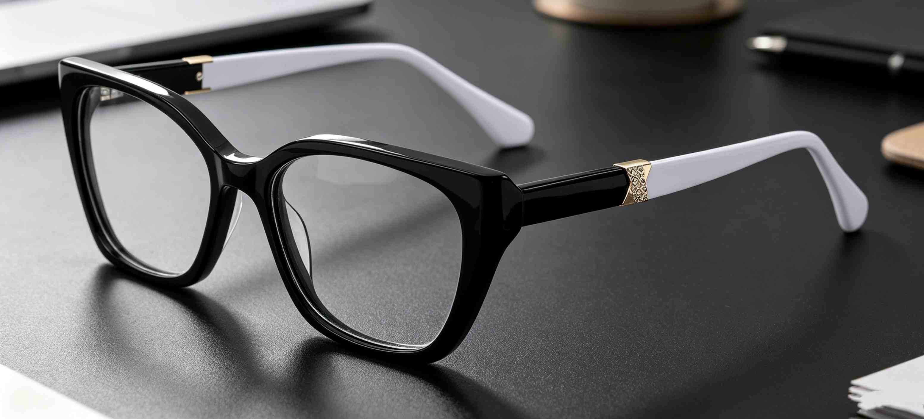 RUISEN'S Handcrafted Gradient Acetate Gender-Neutral Cat Eye Optical Frame With X Crystal Metal Ornament MG1018