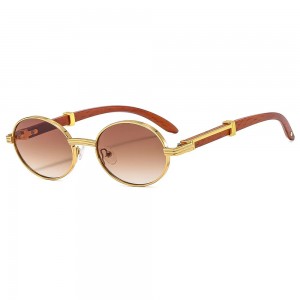RUISEN’S Retro Wood Grain Oval Sunglasses – UV400, Unisex glasses 6101