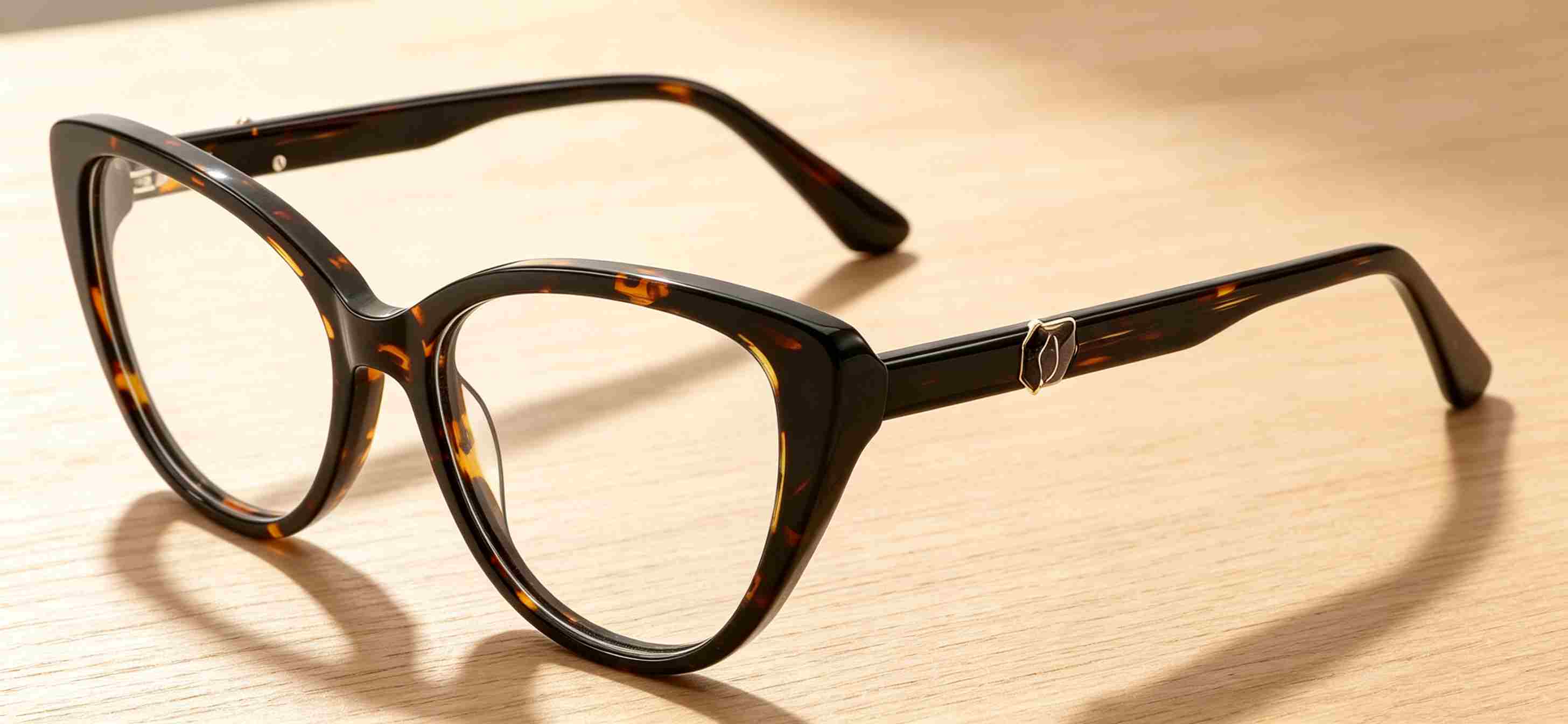 RUISEN'S Polished Gradient Acetate Gender-Neutral Slim Cat Eye Optical Frame With Asymmetric Inset Metal Emblem MG1032