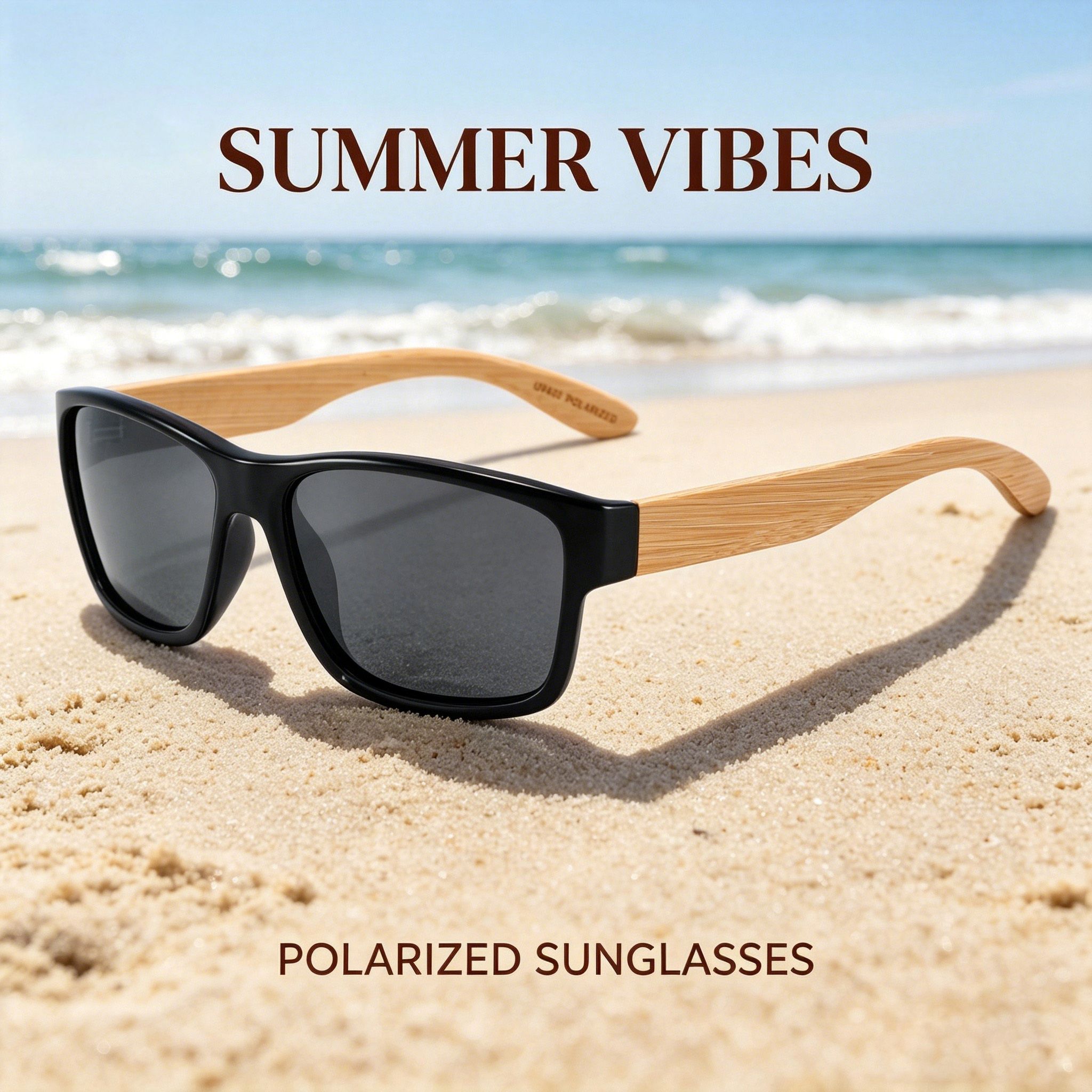 RUISEN'S Bamboo Temple Polarized Sunglasses UV400 Square Sun Glasses for Beach Travel Driving Outdoor 1618