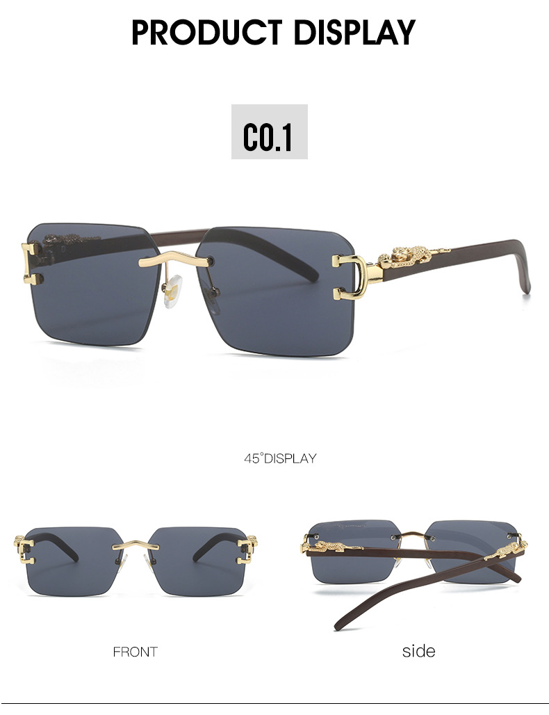 Kacamata Fashion Tanpa Bingkai Cheetah Kubik RUISEN 3003-07