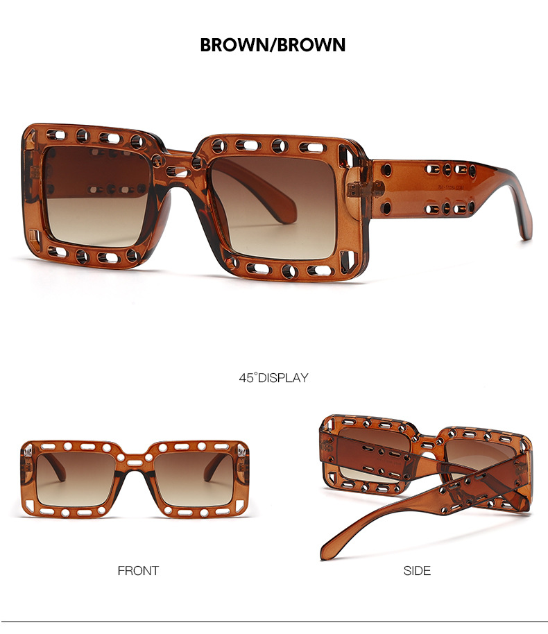 RUISEN'S Fashion Retro Box Hollow UV400 Eye Protection משקפי שמש
