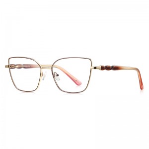 RUISEN’S Polished Textured‑Arm Slim Metal Eyeglasses 3187