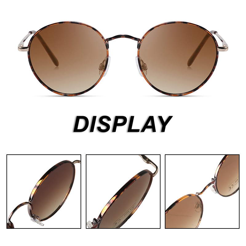 RUISEN'S Vintage Round Metal Polarized Sunglasses UV400 Retro Sun Glasses for Beach Travel Shopping Driving Outdoor 3732