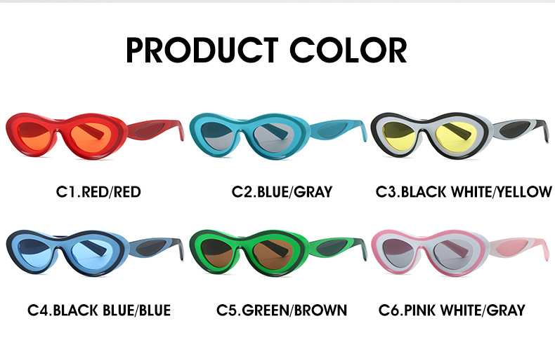 RUISEN'S Elliptical Frame Fashion Color Contrast Sunglasses 2123-05