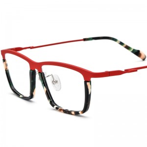 RUISEN’S Matte Multi-Color Spliced Square Acetate Eyeglass Frames 185792