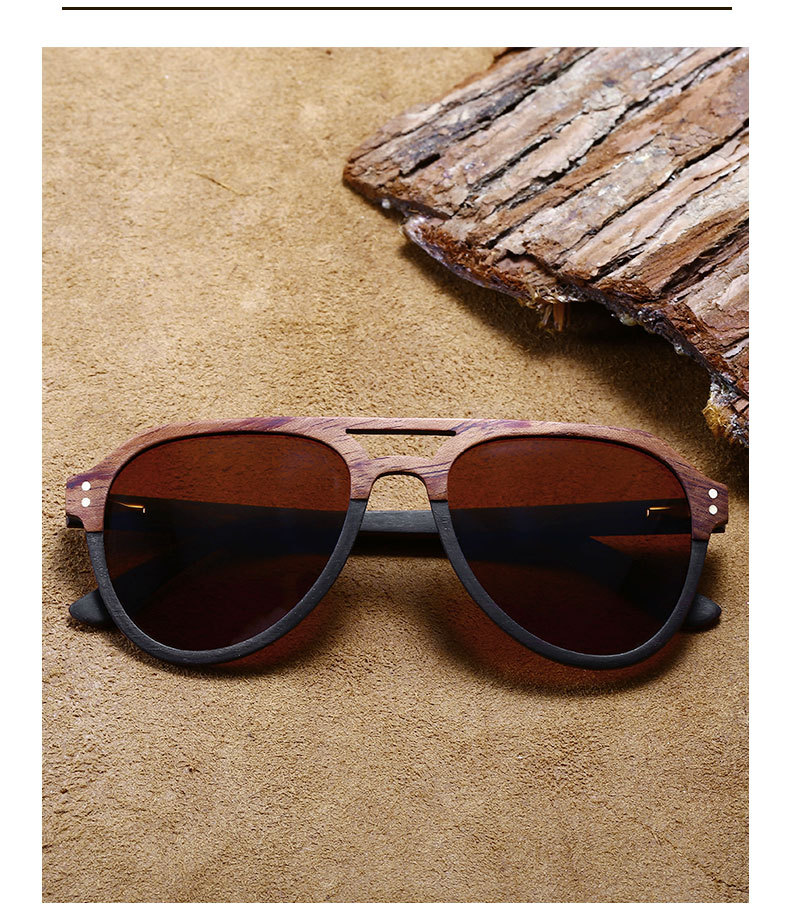 Kacamata Hitam Kayu Retro Pria RUISEN 64702