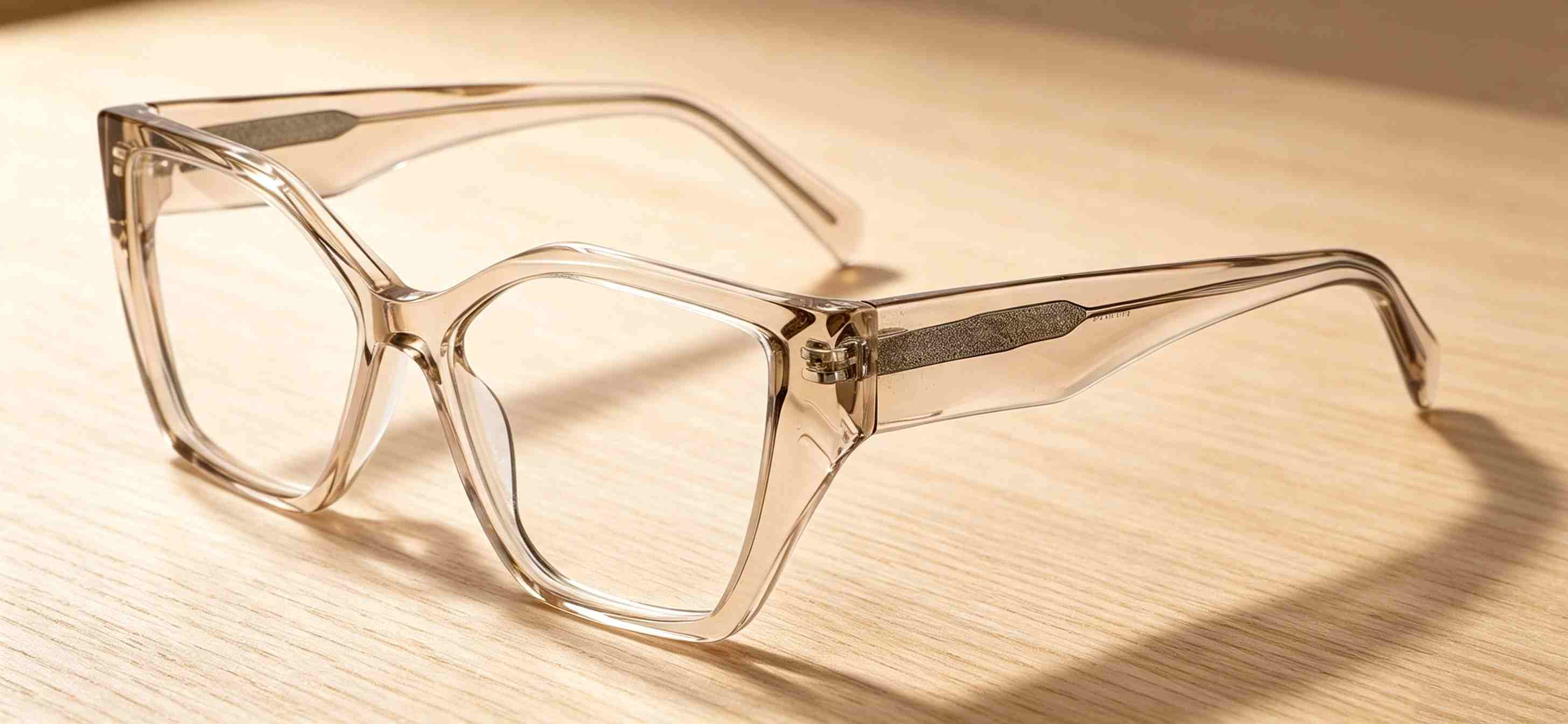  RUISEN'S Polished Transparent Acetate Gender-Neutral Sharp Angular Cat Eye Optical Eyewear Frame F2850