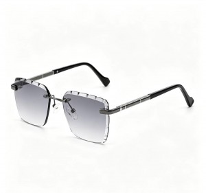 RUISEN’S Hand-cut Rimless Square Men Sunglasses In 4 Lens Shades 25646