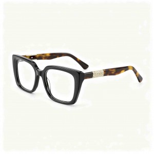 RUISEN’S Layered Acetate Gender-Neutral Square Optical Frame With Textured Gold Hardware Detail MG1012