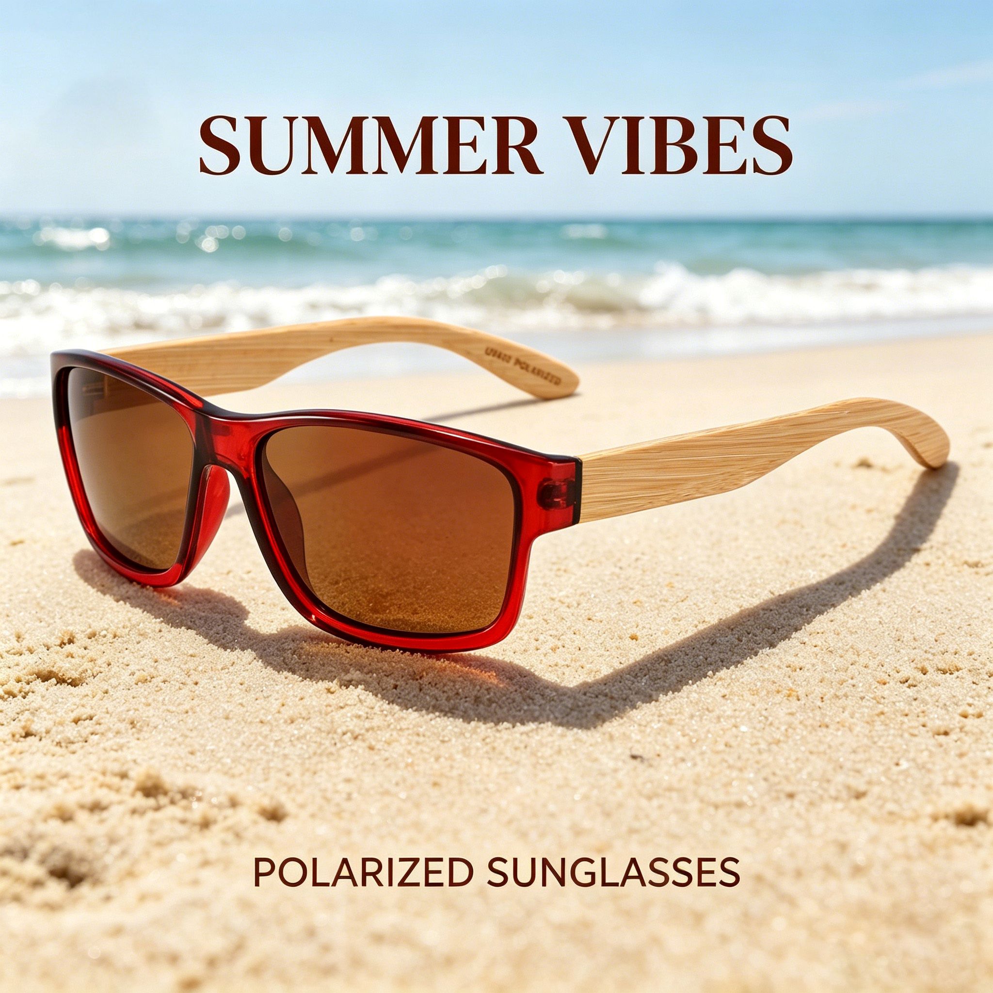RUISEN'S Bamboo Temple Polarized Sunglasses UV400 Square Sun Glasses for Beach Travel Driving Outdoor 1618