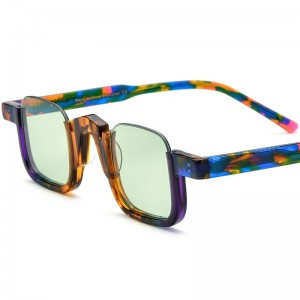 RUISEN’S Two-Tone Acetate Square Nylon Sunglasses Unisex 19352T