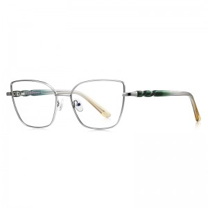 RUISEN’S Polished Textured‑Arm Slim Metal Eyeglasses 3187