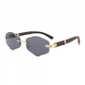 RUISEN’S New Fashion Frameless Diamond Cut Wooden Sunglasses 1819