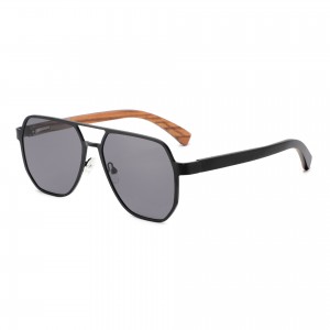 RUISEN’S New Men’s Aviator Sunglasses with Wood Accent 1801