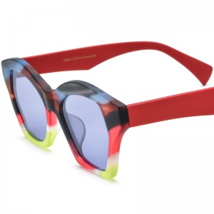 RUISEN’S Color-Block Matte Acetate Cat Eye Sunglasses 19375T