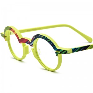 RUISEN’S New Multi‑Color Spliced Round Plate Eyeglass Frames 19398