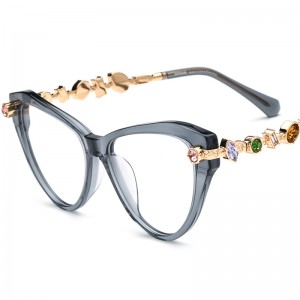 RUISEN’S Hot‑Selling Cat‑Eye Eyeglass Frames with Acetate‑Metal Inlaid Gemstone 19400