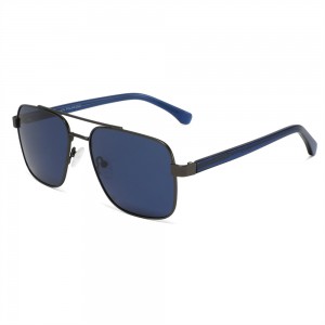 RUISEN’S Vintage Double Beam Metal Square Frame Sunglasses Solid Color Lens UV400 Daily Fashion Eyewear8515