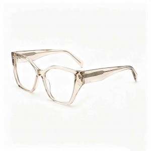 RUISEN’S Polished Transparent Acetate Gender-Neutral Sharp Angular Cat Eye Optical Eyewear Frame F2850