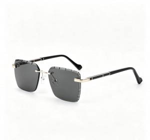 RUISEN’S Hand-cut Rimless Square Men Sunglasses In 4 Lens Shades 25646
