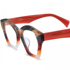 RUISEN’S Matte Multi-Color Spliced Acetate Large Cat Eye Optical Frames Unisex 19375