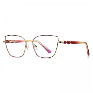 RUISEN’S Polished Textured‑Arm Slim Metal Eyeglasses 3187