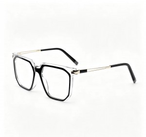 RUISEN’S Unisex Color-block Square Acetate Glasses With Slim Metal Temples 8030