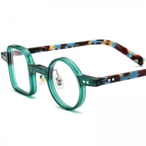 RUISEN’S New Asymmetrical Round & Square Acetate Optical Eyeglass Frame 19155