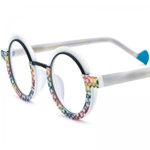 RUISEN’S Multi-color spliced material round acetate glasses 19376