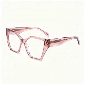 RUISEN’S Polished Transparent Acetate Gender-Neutral Sharp Angular Cat Eye Optical Eyewear Frame F2850
