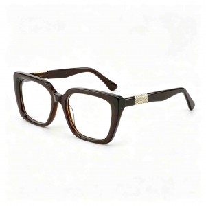 RUISEN’S Layered Acetate Gender-Neutral Square Optical Frame With Textured Gold Hardware Detail MG1012