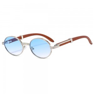 RUISEN’S Retro Wood Grain Oval Sunglasses – UV400, Unisex glasses 6101