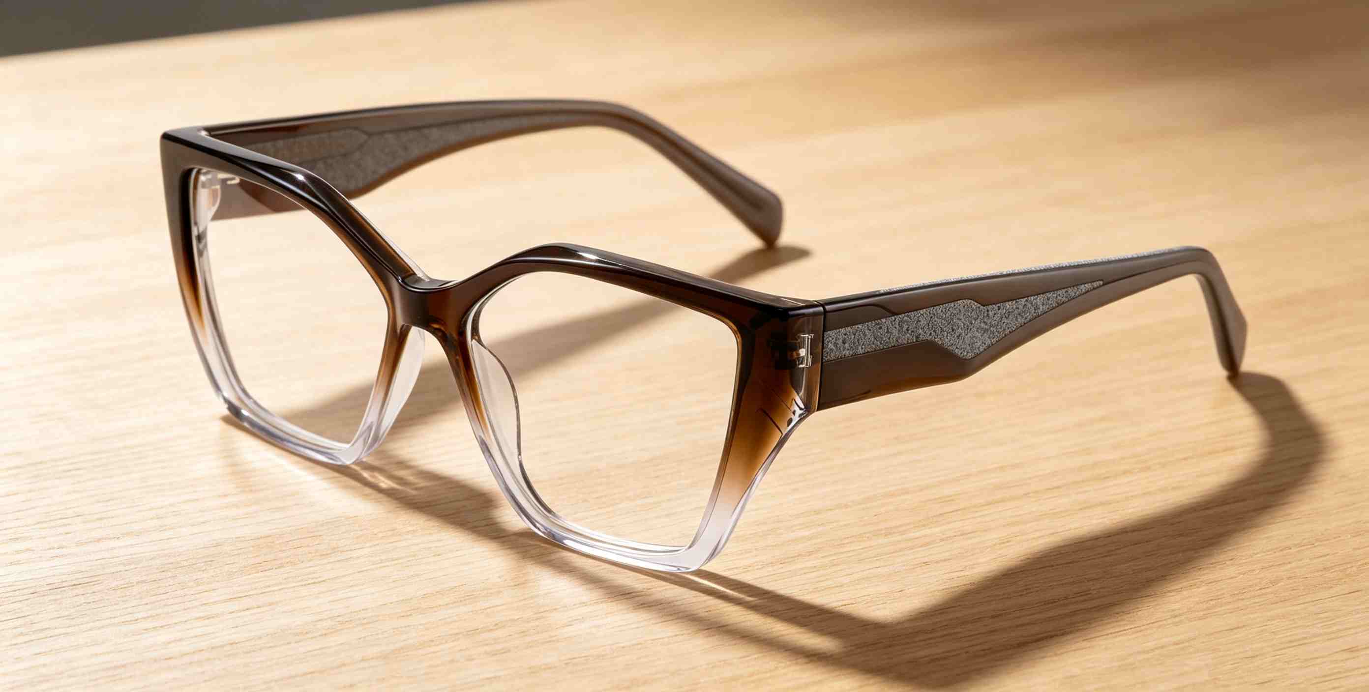  RUISEN'S Polished Transparent Acetate Gender-Neutral Sharp Angular Cat Eye Optical Eyewear Frame F2850