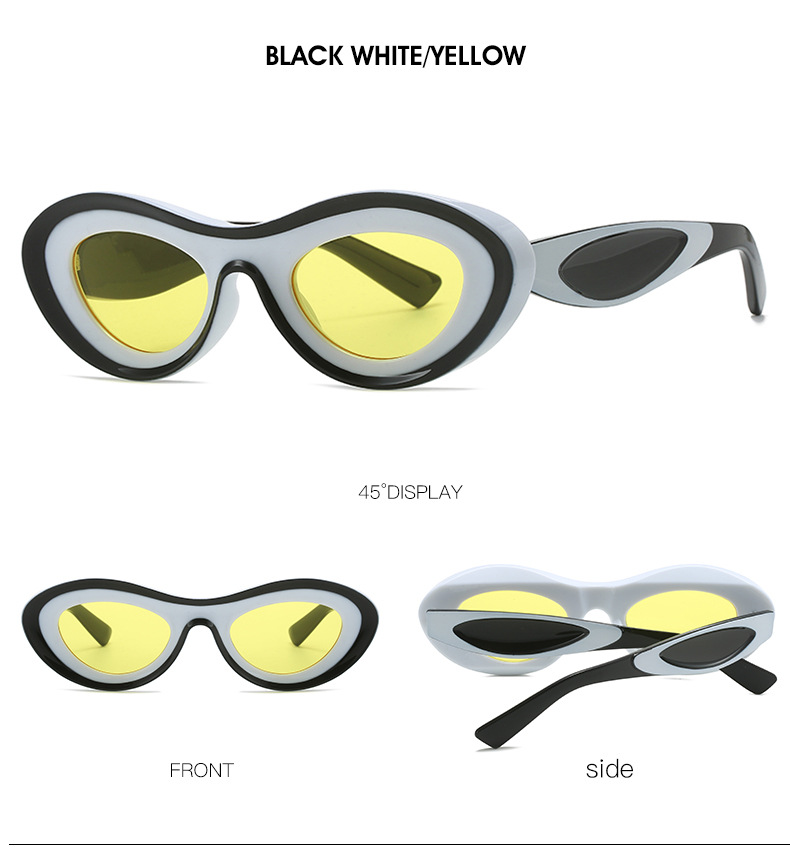 RUISEN'S Elliptical Frame Fashion Color Contrast Sunglasses 2123-10