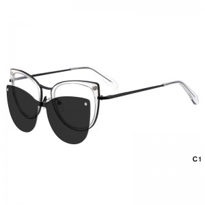 RUISENS’S New personality cat eye metal glasses frame Clip on sunglasses  0038