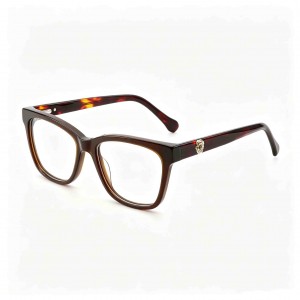 RUISEN’S Unisex 3D Rose Crystal Accent Gradient Acetate Cat Eye Square Optical Glasses Frame MG1022