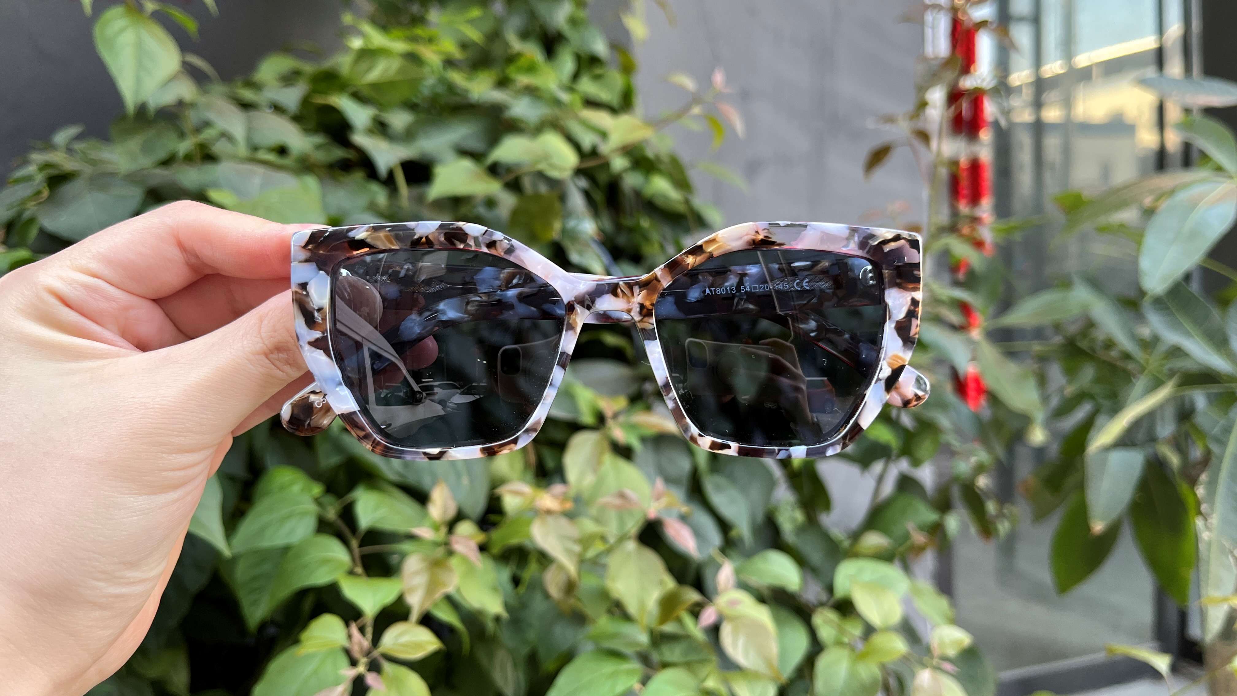  RUISEN'S Marble Pearl Acetate Thick Frame Polarized Sunglasses UV Protection Fashion Eyewear AT8013