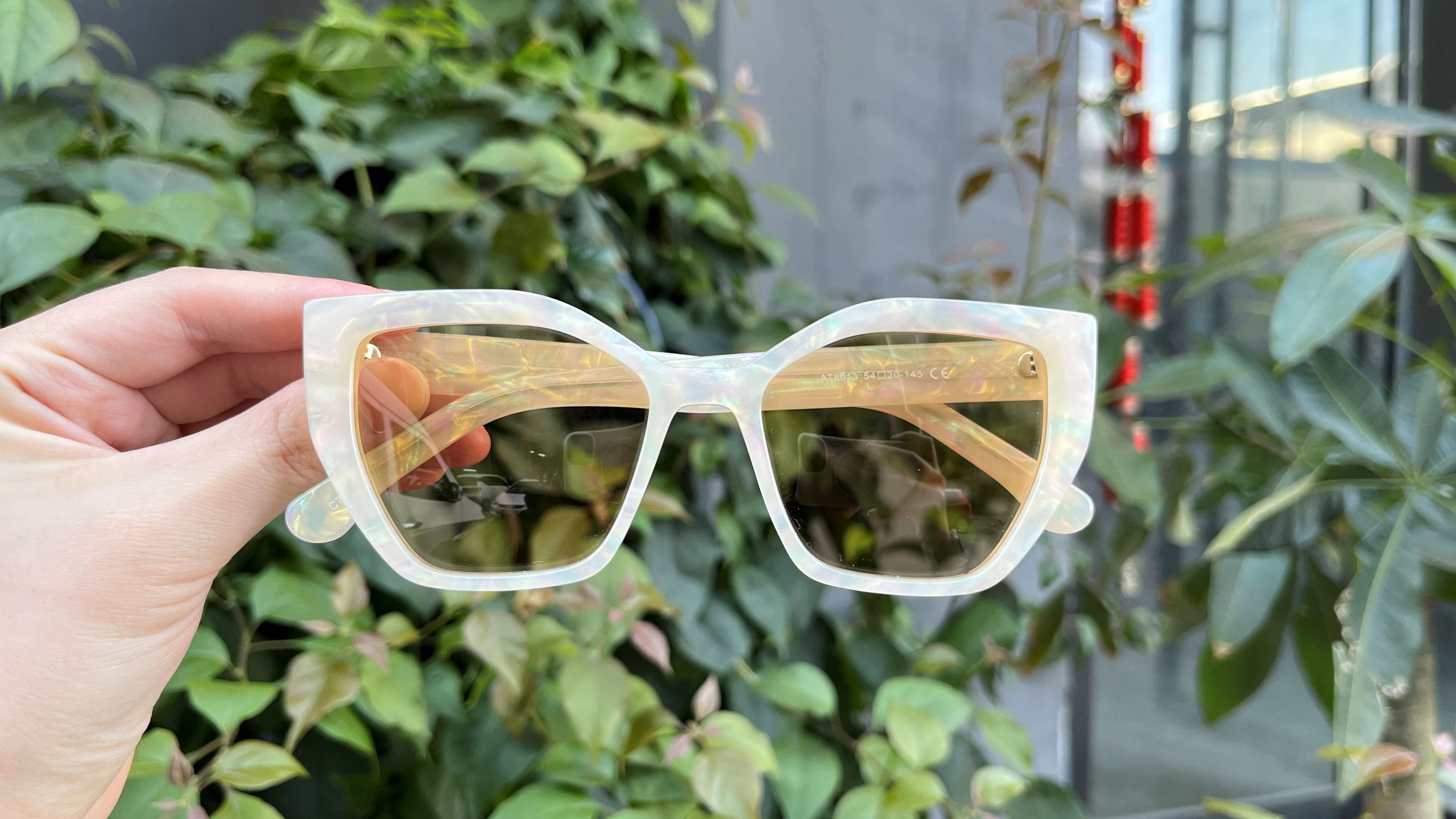  RUISEN'S Marble Pearl Acetate Thick Frame Polarized Sunglasses UV Protection Fashion Eyewear AT8013