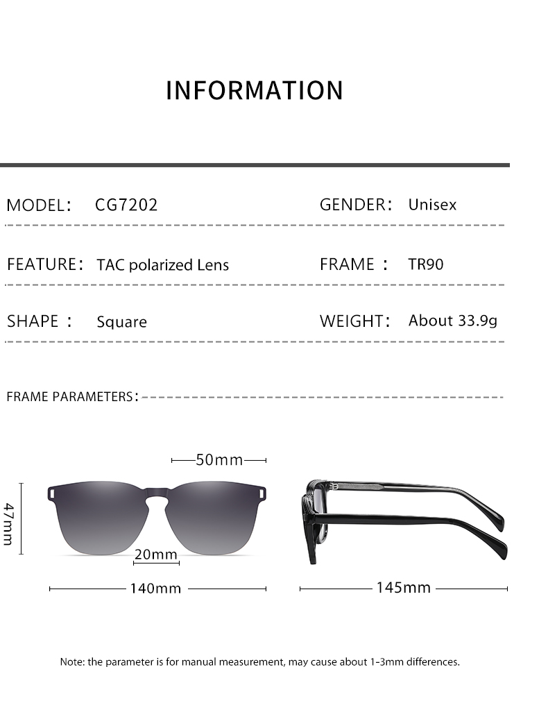  RUISENS'S Functional Clip-On Polarized Sunglasses  CG7202