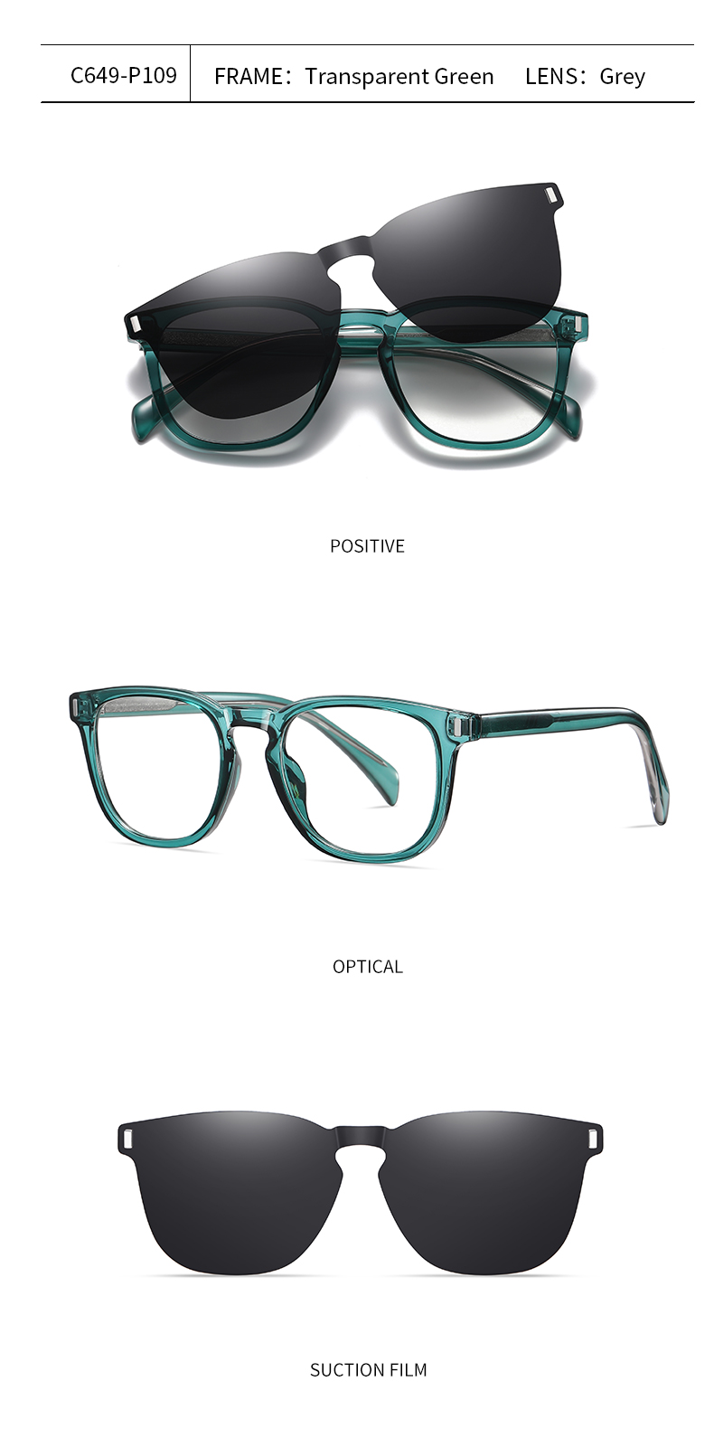  RUISENS'S Functional Clip-On Polarized Sunglasses  CG7202