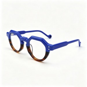 RUISEN’S Angled Retro Two-Tone Spliced Acetate Glasses VO62202