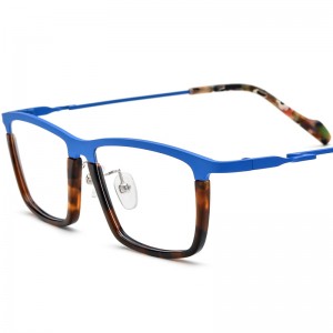 RUISEN’S Matte Multi-Color Spliced Square Acetate Eyeglass Frames 185792