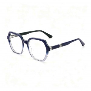 RUISEN’S Artisan Dual-Tone Acetate Gender-Neutral Hexagonal Optical Frame With Contrast Inlay Metal Emblem MG1030