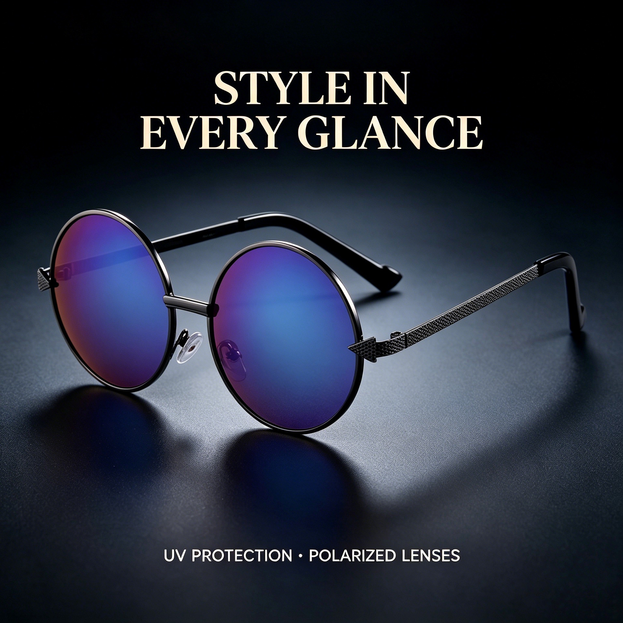 RUISEN’S Retro Round Metal Sunglasses Unisex UV400 Mirror Lens Vintage Sun Glasses for Beach Travel Shopping Outdoor Daily Eyewear 575